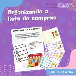Organizando a lista de compras